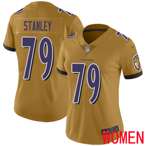 Baltimore Ravens Limited Gold Women Ronnie Stanley Jersey NFL Football #79 Inverted Legend